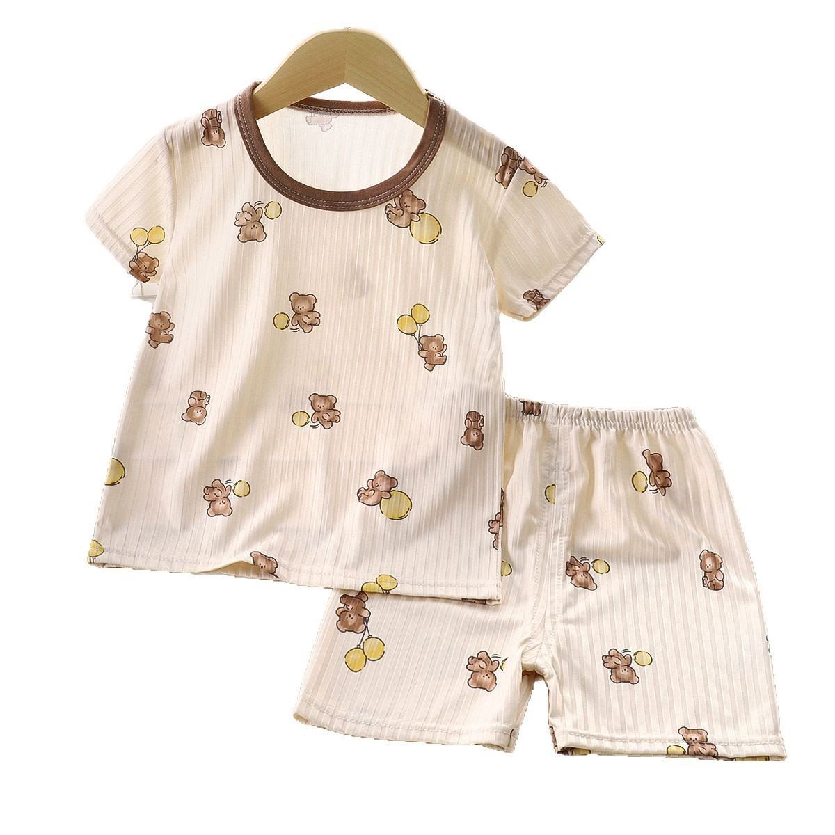Children's Summer Ice Silk Short-Sleeve Pajama Set